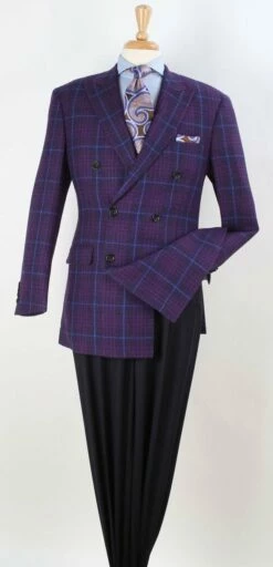 Apollo King Men's 100% Wool Sport Coat - Fashion Double Breasted