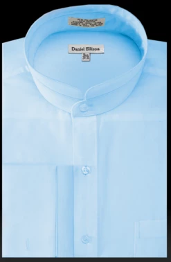 Daniel Ellissa Men's Solid Banded French Cuff Dress Shirt 13 Daniel Ellissa Men's Solid Banded French Cuff Dress Shirt -Empire Shop ds3002c 6 ltblue