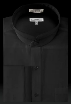 Daniel Ellissa Men's Solid Banded French Cuff Dress Shirt 14 Daniel Ellissa Men's Solid Banded French Cuff Dress Shirt -Empire Shop ds3002c 7 black