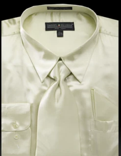 Daniel Ellissa Men's Basic Outlet Dress Shirt Set - Versatile Satin -Empire Shop ds3012np2 5 olive 16 4