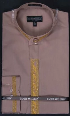 Daniel Ellissa Men's Banded Collar Dress Shirt - Leaf Print