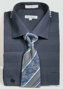 Daniel Ellissa Men's French Cuff Shirt Set - Stylish Mini Dot 12 Daniel Ellissa Men's French Cuff Shirt Set - Stylish Mini Dot -Empire Shop ds3797p2 navy