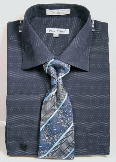 Daniel Ellissa Men's French Cuff Shirt Set - Stylish Mini Dot 7 Daniel Ellissa Men's French Cuff Shirt Set - Stylish Mini Dot - Image 5