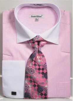 Avanti Uomo Men's French Cuff Shirt Set - Pinstripe -Empire Shop ds3798p2 pin