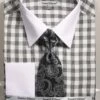 Daniel Ellissa Men's French Cuff Shirt Set - Soft Checkerboard -Empire Shop ds3804p2 black