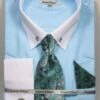 Daniel Ellissa Men's French Cuff Shirt Set - Accented Tie 1 Daniel Ellissa Men's French Cuff Shirt Set - Accented Tie -Empire Shop ds3810p2aqua