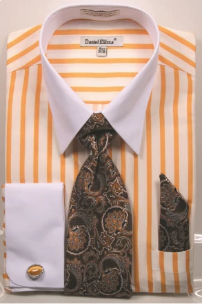 Daniel Ellissa Men's French Cuff Shirt Set - Fashion Bold Stripes 4 Daniel Ellissa Men's French Cuff Shirt Set - Fashion Bold Stripes - Image 2