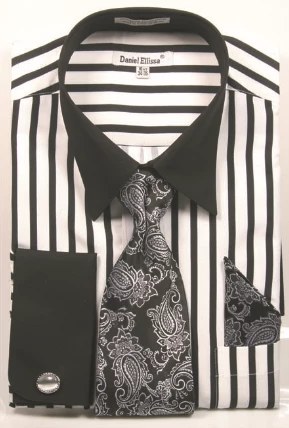 Daniel Ellissa Men's French Cuff Shirt Set - Fashion Bold Stripes 6 Daniel Ellissa Men's French Cuff Shirt Set - Fashion Bold Stripes - Image 4