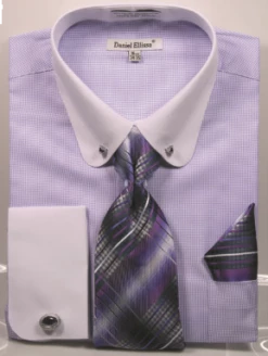 Daniel Ellissa Men's French Cuff Shirt Set - Geometric Stripes -Empire Shop ds3815p2lavender