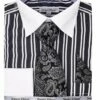 Daniel Ellissa Men's French Cuff Shirt Set - Twin Stripes -Empire Shop ds3823p2 black
