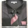 Daniel Ellissa Men's French Cuff Shirt Set - Diagonal Striped Designs -Empire Shop ds3912p2black