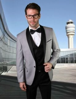 Statement Men's 3 Piece Wool Tuxedo - Stylish Accents -Empire Shop encore grey 2