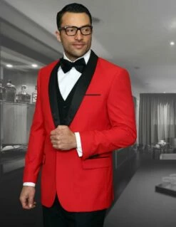 Statement Men's 3 Piece Wool Tuxedo - Stylish Accents -Empire Shop encore red 2
