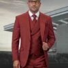 Statement Men's 100% Wool 3 Piece Suit - Double Breasted Vest -Empire Shop explo sb copper