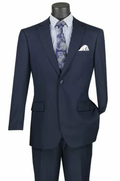 Vinci Men's 2 Piece Wool Feel Executive Suit - Modern Business -Empire Shop f 2c900 navy 2 1