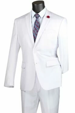 Vinci Men's 2 Piece Wool Feel Executive Suit - Classic Business