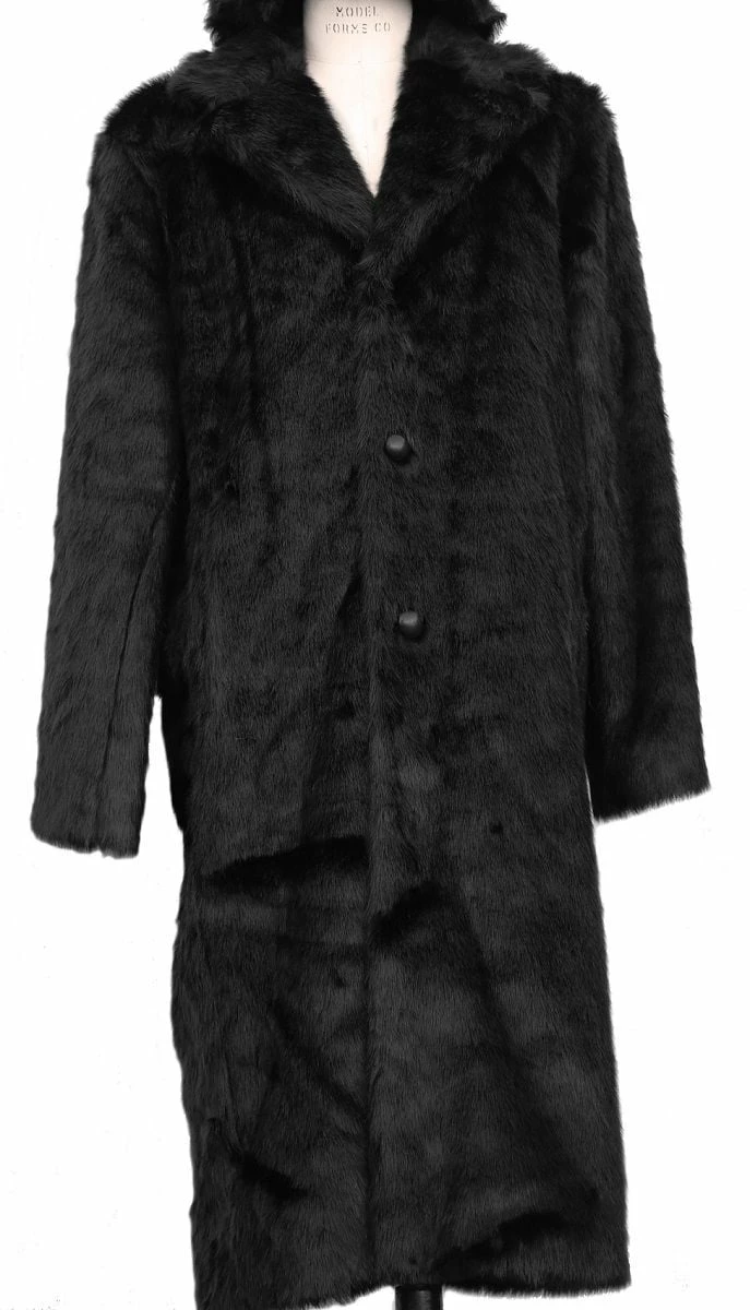 Canto Men's Faux Fur Coat - Full Length Fashion Coat 3 Canto Men's Faux Fur Coat - Full Length Fashion Coat