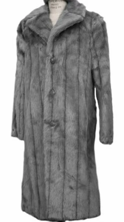 Canto Men's Faux Fur Coat - Full Length Fashion Coat 9 Canto Men's Faux Fur Coat - Full Length Fashion Coat -Empire Shop f010 grey