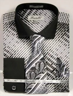 Fratello Men's French Cuff Dress Shirt Set - Vibrant Weave