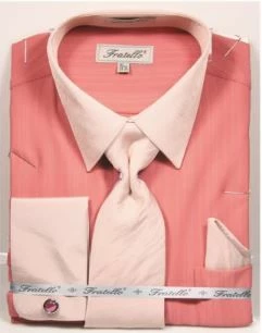 Fratello Men's French Cuff Dress Shirt Set - Accented Two Tone 6 Fratello Men's French Cuff Dress Shirt Set - Accented Two Tone - Image 4