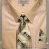 Fratello Men's French Cuff Dress Shirt Set - Pinstripe Shirt -Empire Shop frv4150beige