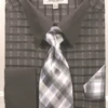 Fratello Men's French Cuff Dress Shirt Set - Two Tone Windowpane