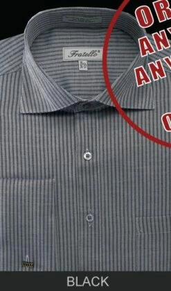 Fratello Men's French Cuff Dress Shirt - Classic Stripe 11 Fratello Men's French Cuff Dress Shirt - Classic Stripe -Empire Shop frv4902 black