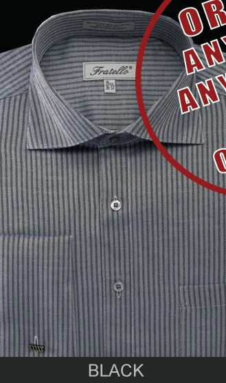 Fratello Men's French Cuff Dress Shirt - Classic Stripe 4 Fratello Men's French Cuff Dress Shirt - Classic Stripe - Image 2