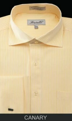Fratello Men's French Cuff Dress Shirt - Classic Stripe 14 Fratello Men's French Cuff Dress Shirt - Classic Stripe -Empire Shop frv4902 canary