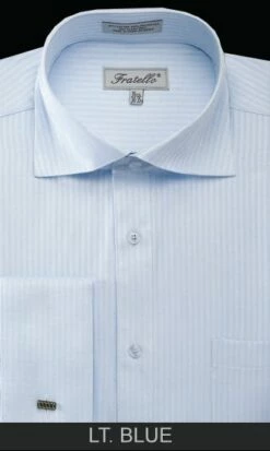Fratello Men's French Cuff Dress Shirt - Classic Stripe 15 Fratello Men's French Cuff Dress Shirt - Classic Stripe -Empire Shop frv4902 light blue