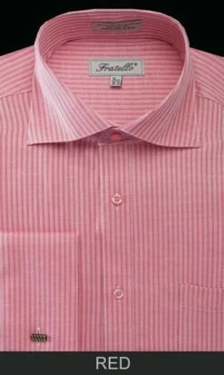 Fratello Men's French Cuff Dress Shirt - Classic Stripe 17 Fratello Men's French Cuff Dress Shirt - Classic Stripe -Empire Shop frv4902 red