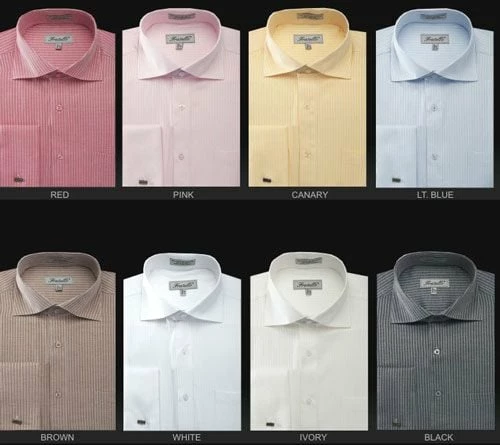 Fratello Men's French Cuff Dress Shirt - Classic Stripe 3 Fratello Men's French Cuff Dress Shirt - Classic Stripe