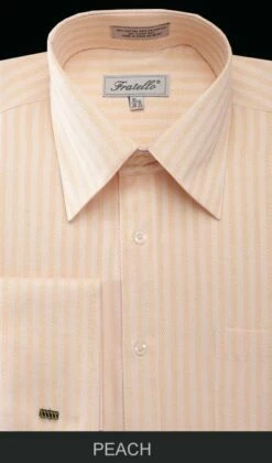 Fratello Men's French Cuff Dress Shirt - Herringbone Stripe