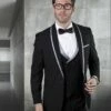 Statement Men's 3 Piece 100% Wool Tuxedo - Accented Collars -Empire Shop genova 2 grey