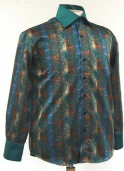 Daniel Ellissa Men's Fashion Dress Shirt - Tonal Stripe With Swirl -Empire Shop green full 1