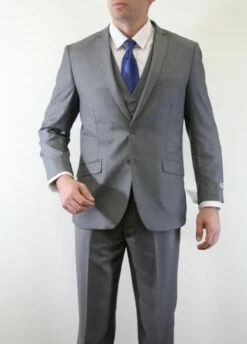 Tazio Men's 3 Piece Executive Slim Fit Suit - 5 Button Vest 17 Tazio Men's 3 Piece Executive Slim Fit Suit - 5 Button Vest -Empire Shop grey 17