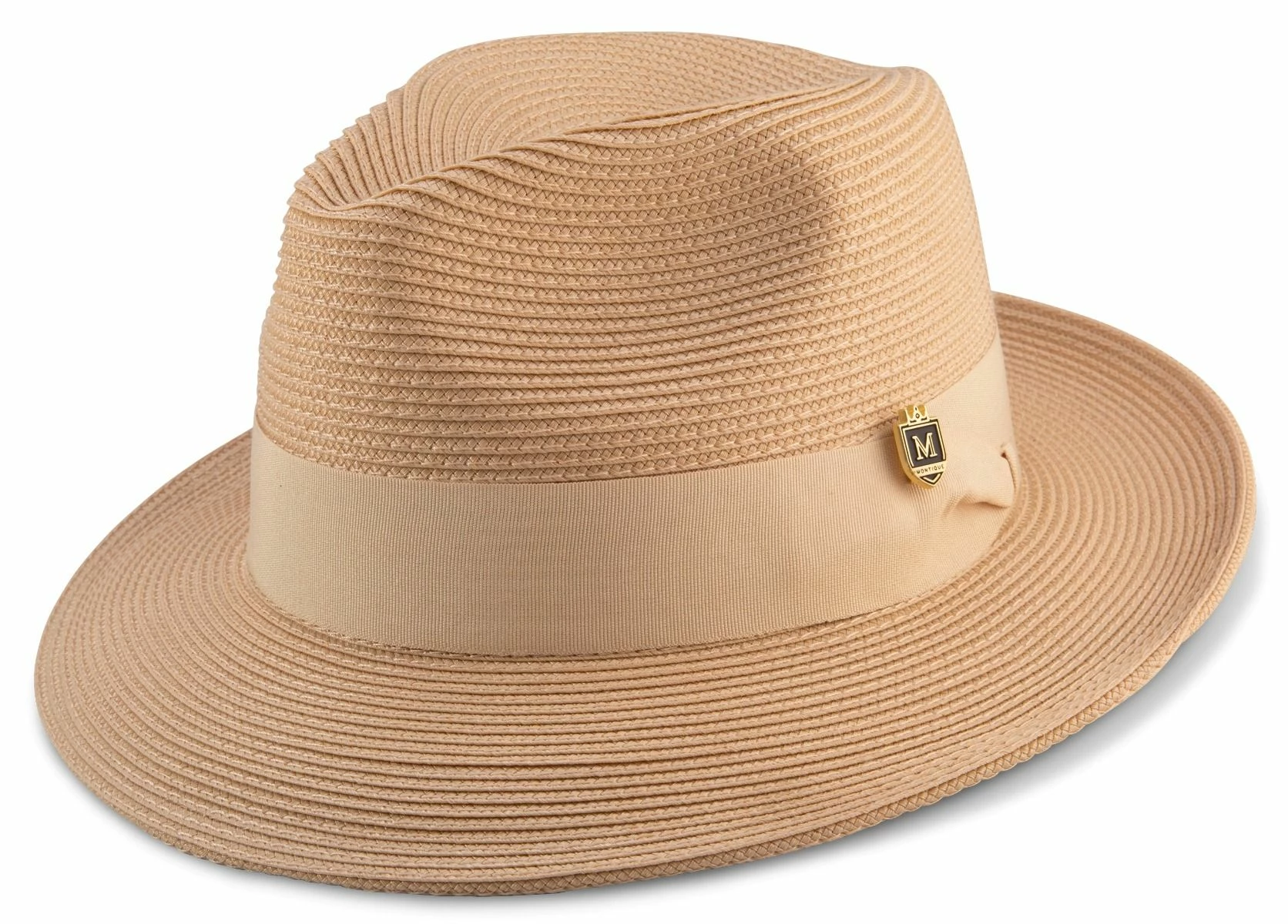 Montique Men's Fashion Straw Fedora Hat - Solid Color 3 Montique Men's Fashion Straw Fedora Hat - Solid Color