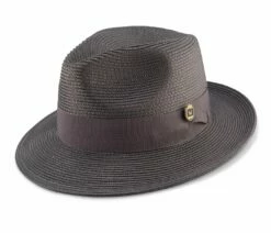 Montique Men's Fashion Straw Fedora Hat - Solid Color -Empire Shop h 42 grey
