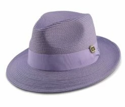 Montique Men's Fashion Straw Fedora Hat - Solid Color 21 Montique Men's Fashion Straw Fedora Hat - Solid Color -Empire Shop h 42 lavender lr 1 1