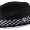 Montique Men's Fedora Style Straw Hat - Checker -Empire Shop h2316 black
