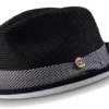 Montique Men's Fedora Style Straw Hat - Houndstooth -Empire Shop h2317 black