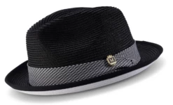 Montique Men's Fedora Style Straw Hat - Houndstooth