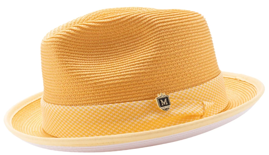 Montique Men's Fedora Style Straw Hat - Houndstooth 4 Montique Men's Fedora Style Straw Hat - Houndstooth - Image 2