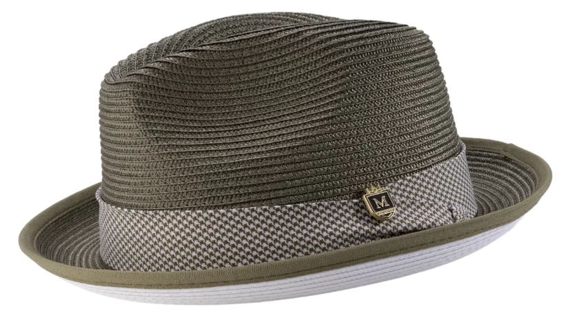 Montique Men's Fedora Style Straw Hat - Houndstooth 5 Montique Men's Fedora Style Straw Hat - Houndstooth - Image 3