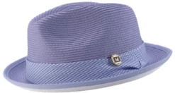 Montique Men's Fedora Style Straw Hat - Light Houndstooth -Empire Shop h2318 lavender