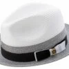 Montique Men's Fashion Straw Fedora Hat - White Accent 1 Montique Men's Fashion Straw Fedora Hat - White Accent -Empire Shop h69 black 101