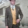 Statement Men's 100% Wool 3 Piece Suit - Wide Peak Lapel 2 Statement Men's 100% Wool 3 Piece Suit - Wide Peak Lapel -Empire Shop hartford camel