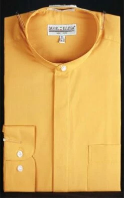 Daniel Ellissa Men's Banded Collar Dress Shirt - Solid Color -Empire Shop honey gold