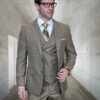 Statement Men's 100% Wool 3 Piece Suit - Sharp Windowpane -Empire Shop hugo 1 bronze
