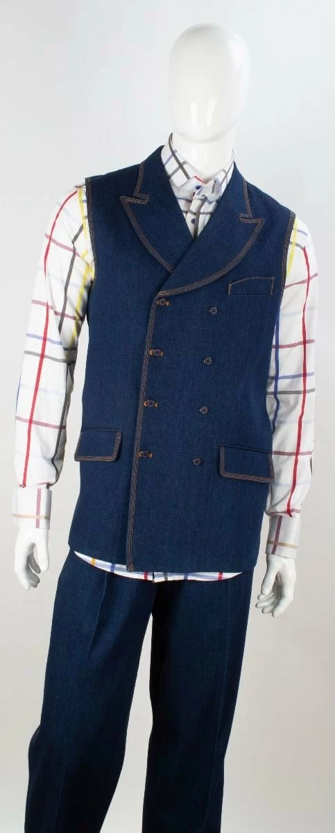 Royal Diamond Men's 2 Piece Denim Walking Suit - Double Breasted 3 Royal Diamond Men's 2 Piece Denim Walking Suit - Double Breasted